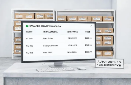 Wholesale replacement parts counter reviewing exhaust components